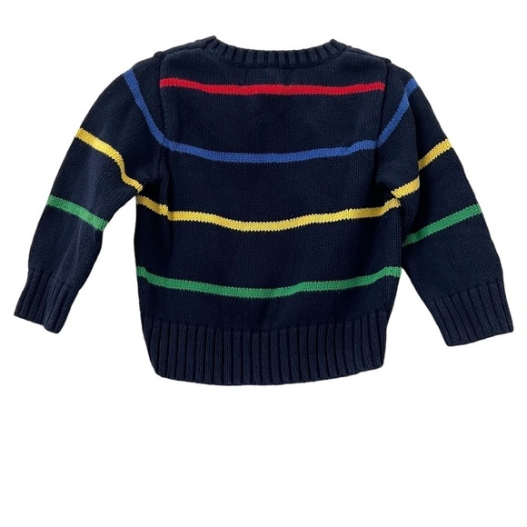 Chaps Navy Blue Multicolored Striped Sweater - Picture 2 of 3
